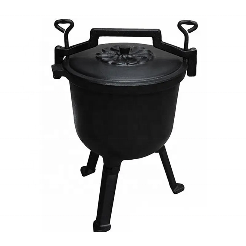 4L Cast Iron Dutch Oven – Heavy-Duty 3-Leg Camping Pot with Lid for Outdoor Cooking