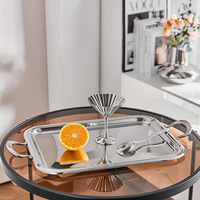 Service à thé/café en acier inoxydable style nordique, comprenant théière, pot à lait, sucrier et plateau – Ornements décoratifs pour la maison