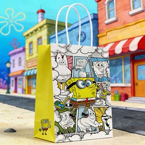 Bolsas de Regalo de Papel con Diseño de <span class=keywords><strong>Bob</strong></span> <span class=keywords><strong>Esponja</strong></span>, Personaje de Dibujos Animados, para Fiestas de Cumpleaños Infantiles - Product Image 3
