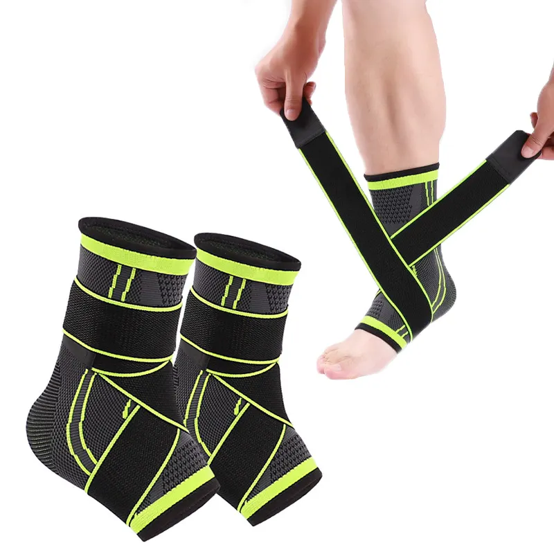 Tutore per caviglia da basket sportivo elastico regolabile a compressione con manicotto di supporto per caviglia