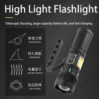 Lampe torche tactique LED avec laser COB, 9 modes, batterie externe, écran LCD, zoom, type-C, camping, chasse, extérieur