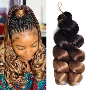 Cabello Sintético Rizado Ombre Marrón de 12 Pulgadas, Ondulado Suelto, para Crochet, Rizos Franceses Cortos y Voluminosos, para Trenzas - Product Image 1