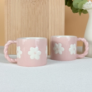 12OZ Hand-painted Classic Ceramic Bone China Mugs Flower Patterns Microwave Dishwasher Safe Camping Use Reusable Gift <b>Cups</b> <b>Sets</b> - Product Image 4