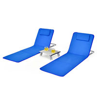 Chaise longue de plage portable et réglable avec coussin, mobilier de jardin et d'extérieur - Chaise de bain de soleil avec poche de rangement et sangle de transport