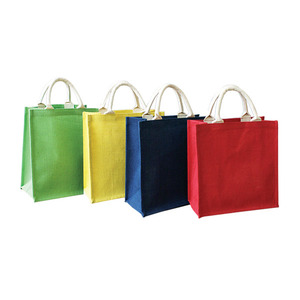Popular sólido colorido barato de lona de <span class=keywords><strong>arpillera</strong></span> de yute bolso de compras con mango - Product Image 6