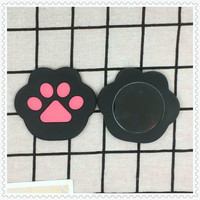 Miroir de maquillage en silicone personnalisé avec motif de patte de chat, petit miroir rond portable pour filles