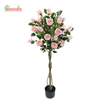 Vente en gros de roses en soie pour fête de mariage Petites fleurs Arbre floral artificiel pour décoration de mariage