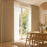 Rideau Manuel sur Mesure Largeur et Hauteur Personnalisables, Voilage Superposé, Panneau Principal avec Bordure Pompons, Draperie de Fenêtre pour Salon et Hôtel
