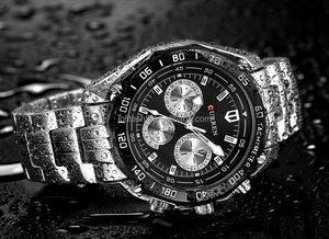 Reloj de Pulsera CURREN 8077 de Lujo para Hombre, Reloj de Cuarzo Analógico, Estilo Ejecutivo Clásico y Moderno, Cronógrafo, Acero Inoxidable, Silicona - Product Image 5