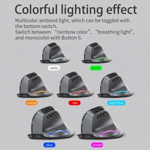 เมาส์เกมมิ่งไร้สายแนวตั้ง ดีไซน์ตามหลักสรีรศาสตร์ หน้าจอ LED ขายตรงจากโรงงานใหม่ เสียงเงียบ - Product Image 6