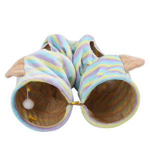 Tunnel pour chat pliable carré OEM ODM, durable, en peluche, en velours, en flanelle, motif uni, abri et tunnel pour chat et chien - Product Image 5