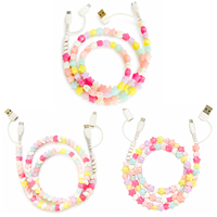 Kabel Pengisi Daya 4 in 1 Star Beaded USB Multi Charger Cord Tipe C Multi Connector Y2K Candy Phone Cable