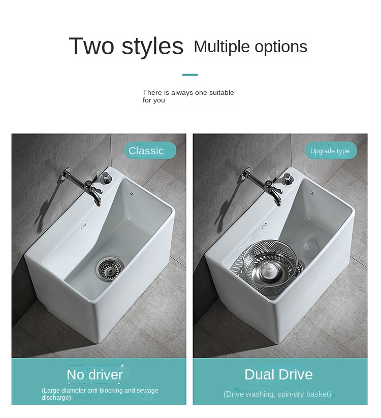 Wash Mop Pool with Drive Balcony Bathroom Geobasin Mop Ceramic Side Drainage Square Household Sink Mop Sink