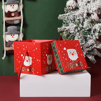 Caja de Regalo Navideña con Diseño de Papá Noel en Rojo y Verde, Papel de Seda, Cartón y Cinta para Regalos Navideños