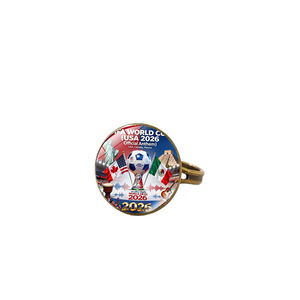 Anillo de Cristal con Forma de Domo, Recuerdo de Eventos Globales de Fútbol 2026, Anillo Metálico Vintage para Fanáticos, Regalos Promocionales Deportivos - Product Image 4