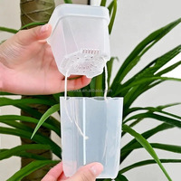 Pot carré auto-arrosant de 8 cm pour plantes succulentes avec bec en V et échelle de mesure, idéal pour semis de plantes tropicales - Vente en gros