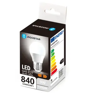 Bombilla LED G45 E27 9W 6500K, eficiencia energética, luz blanca fría, ideal para iluminación general y decoración moderna. - Product Image 1