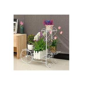 Living Room Wheelbarrow Flower Pot <b>Stand</b> White Powder Coated Handcraft Planters And Flower Pots With Rack - Product Image 6