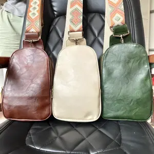2022 Großhandel Damen PU Vegan Sling Bag Kleine Sling Umhängetasche mit Leopard verstellbaren Trägern Vintage Sling Bags