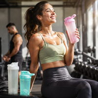 Bouteille shaker protéinée 500 ml en PP écologique sans BPA avec boule mélangeuse et couvercle à clapet, logo personnalisé, vente en gros pour la gym et le sport
