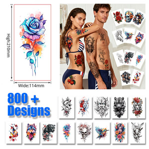 Autocollant de <span class=keywords><strong>tatouage</strong></span> temporaire imperméable pour homme à la mode pour <span class=keywords><strong>femme</strong></span>-Design <span class=keywords><strong>animal</strong></span> et fleur sexy, Art corporel non toxique - Product Image 5