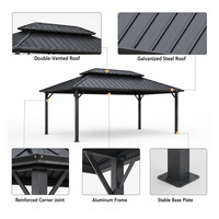 Winddichter Metall-Pavillon Outdoor Aluminium Hardtop-Pavillon Garten-Pergola aus Aluminium für Terrasse Hinterhof Villa Restaurant