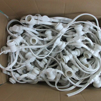 Cable de PVC Plano Blanco de 2*1.5mm2, Cable de Cobre para Guirnaldas de Luces, Enchufe E27/B22, 10m 20m 30m 50m, IP65 Impermeable para Decoración Navideña