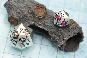 DND RPG Custom Polyhedral 33mm Metal Flower Dice Mica