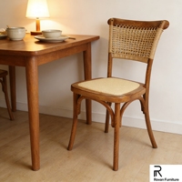Chaise de salle à manger en résine PP, design empilable, assise en rotin, finition grain de bois, démontable, pour mariage