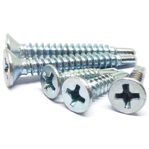 Trắng mạ kẽm rãnh ổ đĩa M3.5 Đầu phẳng tự khoan vít để lắp đặt cửa nhà để xe - Product Image 2