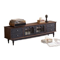 Meuble TV et Table Basse de Salon en Bois Massif Style Rétro Français Haut de Gamme, Meuble de Rangement Nordique