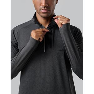 FOXA – Pull à col zippé pour homme, manches longues, veste athlétique ajustée, performance, entraînement, course à pied, léger, en polyester - Product Image 2