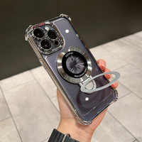 Funda Magnética de TPU con Revestimiento de Lujo, Soporte Metálico, Antigolpes, Transparente, con Protector de Cámara para iPhone 18 17 16