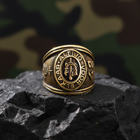 Entwerfen Sie Ihren Eigenen Klassischen Edelstahl Vergoldeten Armee-Karriere-Ring, Unisex, von Drittanbietern Zertifiziert, für Büro/Karriere-Veteranen