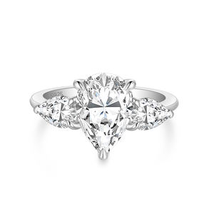 Aliança de Casamento Feminina OAHLAN Fine Jewelry com Moissanite de 2ct Lapidação Pera VVS1 D em Prata Esterlina 925, Aprovada pela REACH, Modelo Eternity - Product Image 2