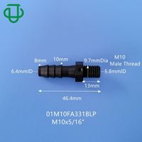 Usine En Gros M8/M10/M12 Raccords De Tuyauterie Filetage Mâle Droit à Barb Connecteur En Plastique PP Matériel Raccord De Tuyau Fileté