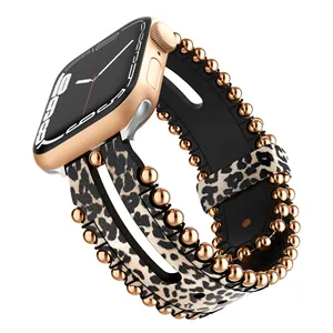 A-L103 Leoparden muster Lady Luxus New Fashion Armbanduhr Lederband Ultra Uhren armbänder für Iwatch Serie 1-8