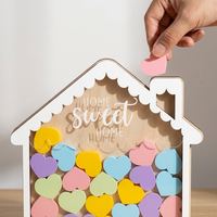 Boîte à messages en bois contreplaqué 'Home Sweet Home' avec cœurs colorés en acrylique, décoration de table, vente en gros
