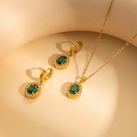 Ensemble de bijoux de luxe délicat en acier inoxydable plaqué or 18 carats avec cristaux de zircon pour femmes, bijoux de fiançailles