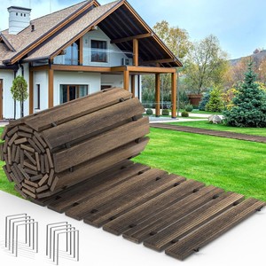 Pasarela de Madera para Exteriores, Tablas de Pino Encajables Antideslizantes, Diseño Rústico con Ranuras Rectangulares para Caminos de Jardín - Product Image 1