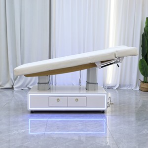 Contemporary PU Leather Massage Table with Built-In <b>Headrest</b> Adjustable Salon Furniture for Commercial Use - Product Image 3