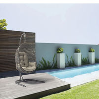 Fauteuil suspendu moderne TG, pliable, à bascule, en aluminium et rotin, résistant aux intempéries, pour intérieur, extérieur, jardin, parc, nid, fauteuil suspendu en forme d'œuf