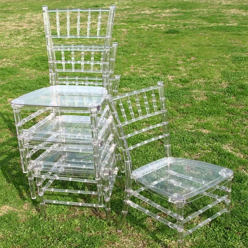 Wholesale Hot Sell Banquet Tiffany Chiavari Chair Stackable Clear Resin Acrylic Chavari Chairs Wedding