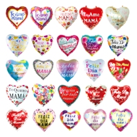Vente en gros usine – Ballons circulaires en aluminium de 18 pouces en forme de cœur pour la fête des Mères espagnole – Décorations de fête joyeuses pour maman