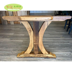 Mesa de comedor de madera maciza de fresno con base de caballete de Fresno Mesa rústica de granja Pedestal Pata de mesa de comedor de madera de fresno - Product Image 1