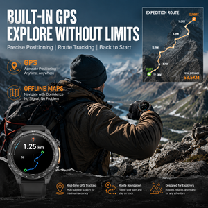 Reloj Inteligente <span class=keywords><strong>GPS</strong></span> Resistente con Barómetro y Brújula, Carga Magnética para Deportes al Aire Libre y Natación - Product Image 4