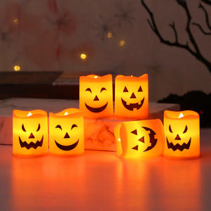 Ensemble de bougies LED électroniques d'Halloween 2026 pour une ambiance horrifique avec un visage souriant, décoration de la maison - Product Image 1