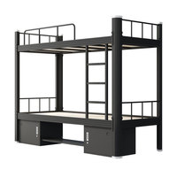 Lit superposé double moderne avec bureau et tiroirs, structure en acier pliable, solution gain de place, portable et convertible pour hôtel