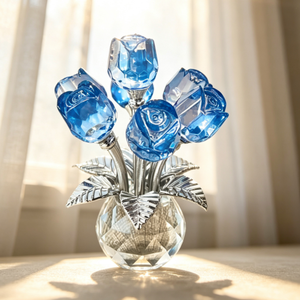 Nouveau produit : élégante rose à sept têtes en cristal, décoration de table, décoration d'entrée, décoration créative pour anniversaire, Saint-Valentin - Product Image 6