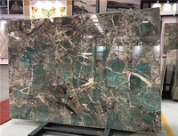Dalles de pierre exotique brésiliennes naturelles de grande taille pour hôtels modernes verts, dalles polies de haute qualité avec veinage assorti